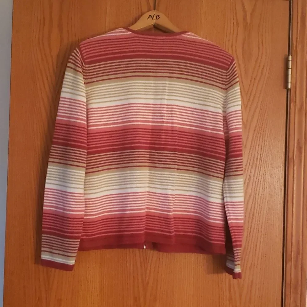 Cute Christopher & Banks Striped Zippered Cardigan Sz L